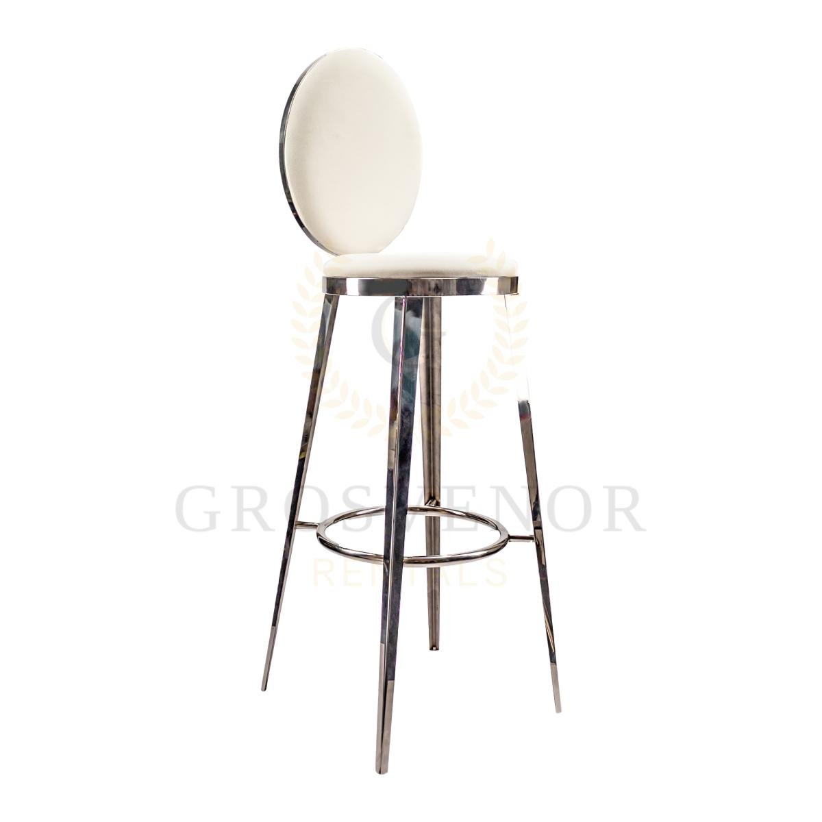 Stools Silver Rent Silver Dior Stool - Grosvenor Rentals